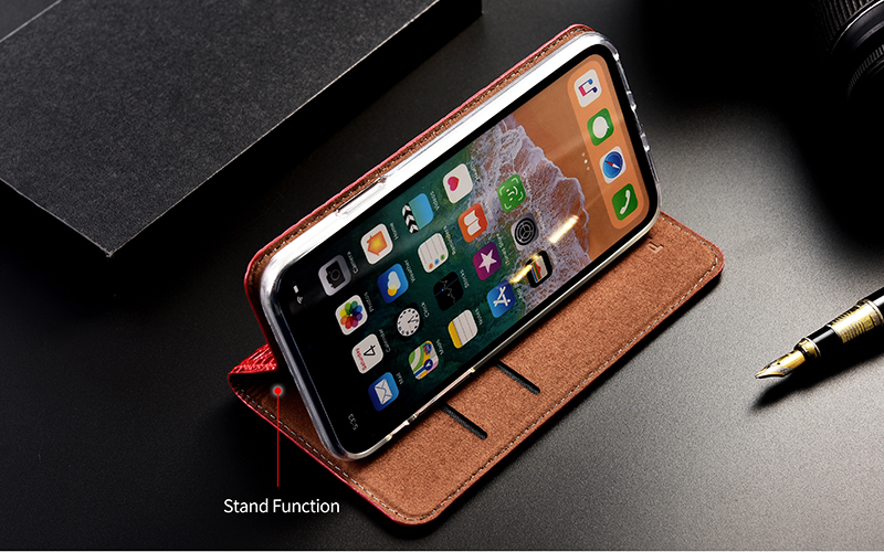 Genuine Leather Case For iPhone 14 13 12 11 Pro Max 13 12 mini 6 6s 7 8 Plus X XR XS Max SE Litchi Pattern Flip Cover Cases