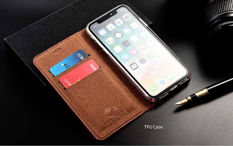Genuine Leather Case For iPhone 14 13 12 11 Pro Max 13 12 mini 6 6s 7 8 Plus X XR XS Max SE Litchi Pattern Flip Cover Cases