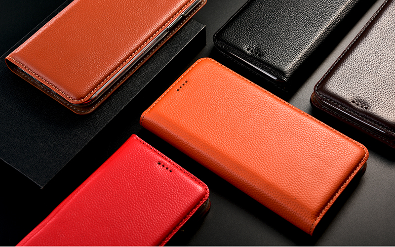 Genuine Leather Case For iPhone 14 13 12 11 Pro Max 13 12 mini 6 6s 7 8 Plus X XR XS Max SE Litchi Pattern Flip Cover Cases