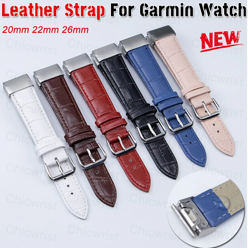 20 22 26mm Leather Strap For Garmin Watch Fenix 7s 7X 6s 6X Pro 5S 5X Plus 3HR Quick Fit Bracelet Gen 2/Enduro 2 Smartwatch Band