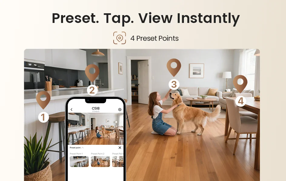 ZOSI Indoor Pan/Tilt Smart Security Camera C518 2MP 3MP 8MP 360° Baby Pet Monitor 2.4G/5G Dual-Band WiFi Home Surveillance Cam