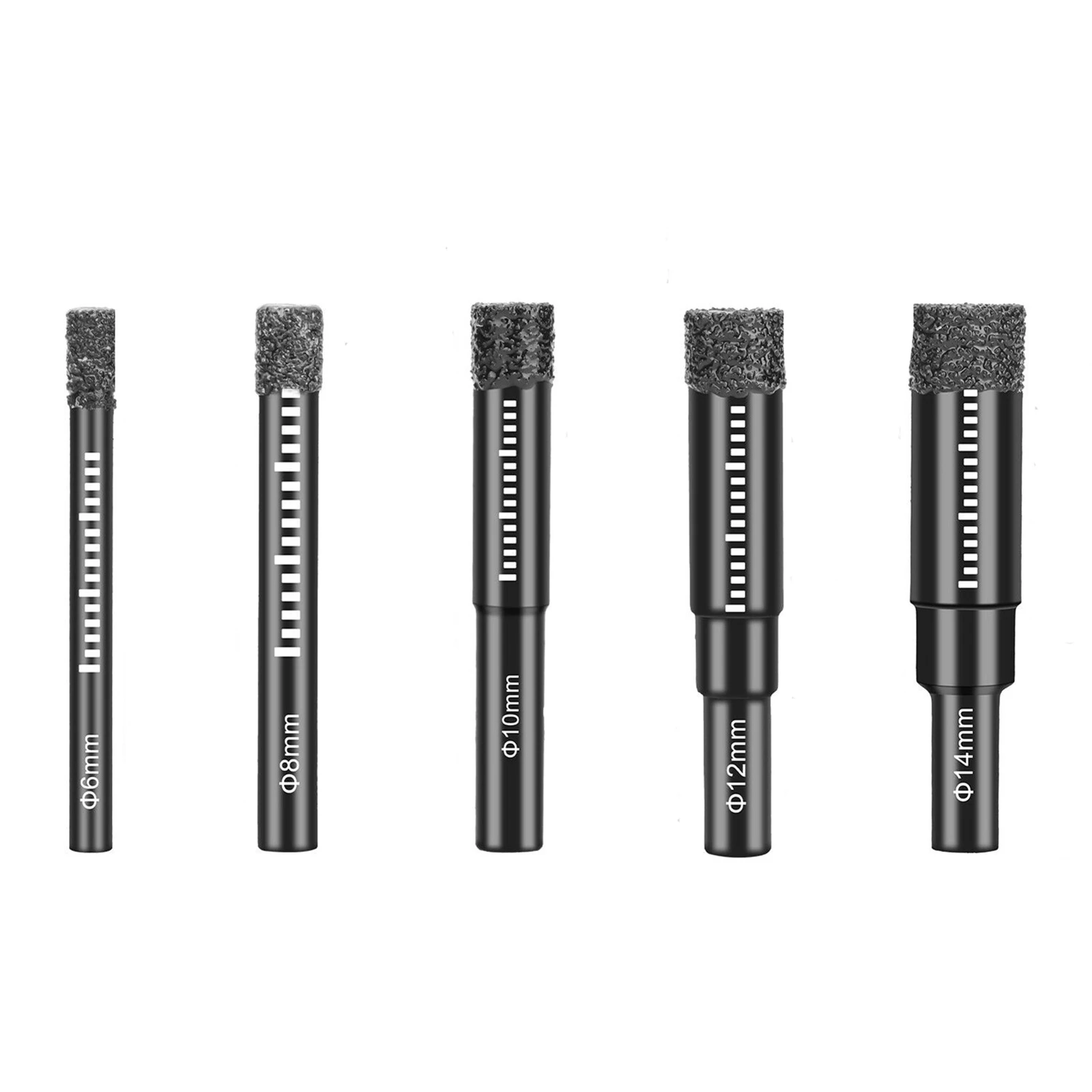 5Pc Diamond Brazed Dry Drilling Bit Porcelain Cup Saw Ceramic Marble Granite Tile Hole Opener Hole Saw Cutter 6-14mm Round Shank