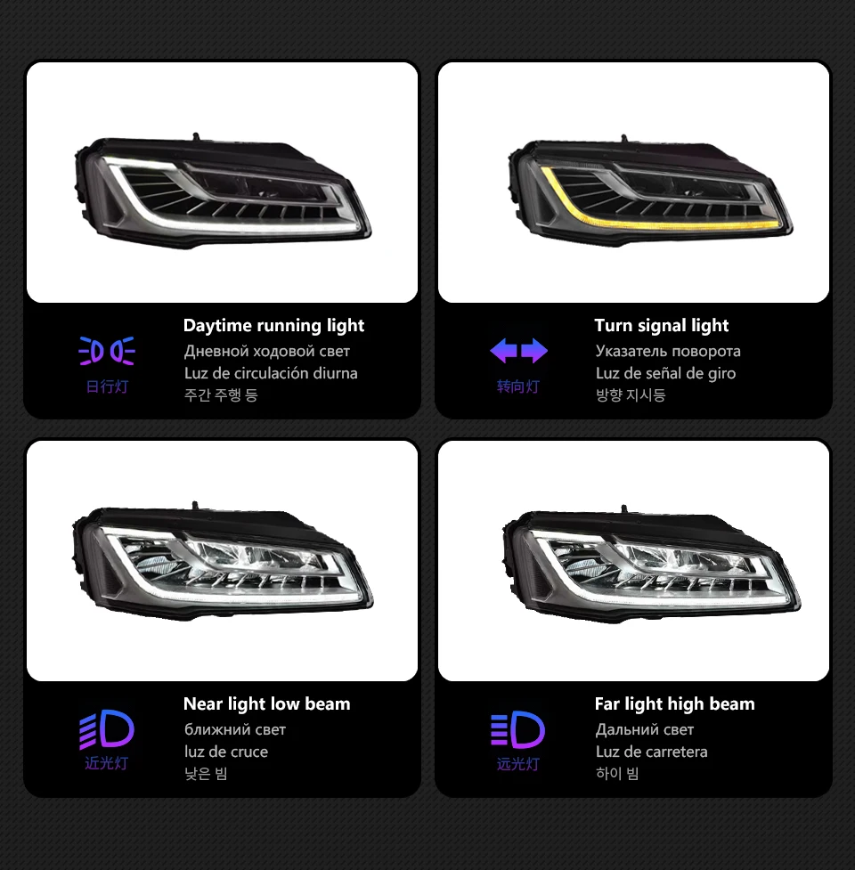 AKD Head Lamp for Audi A8 A8L LED Headlight 2011-2017 Headlights A8 DRL Turn Signal High Beam Angel Eye Projector Lens