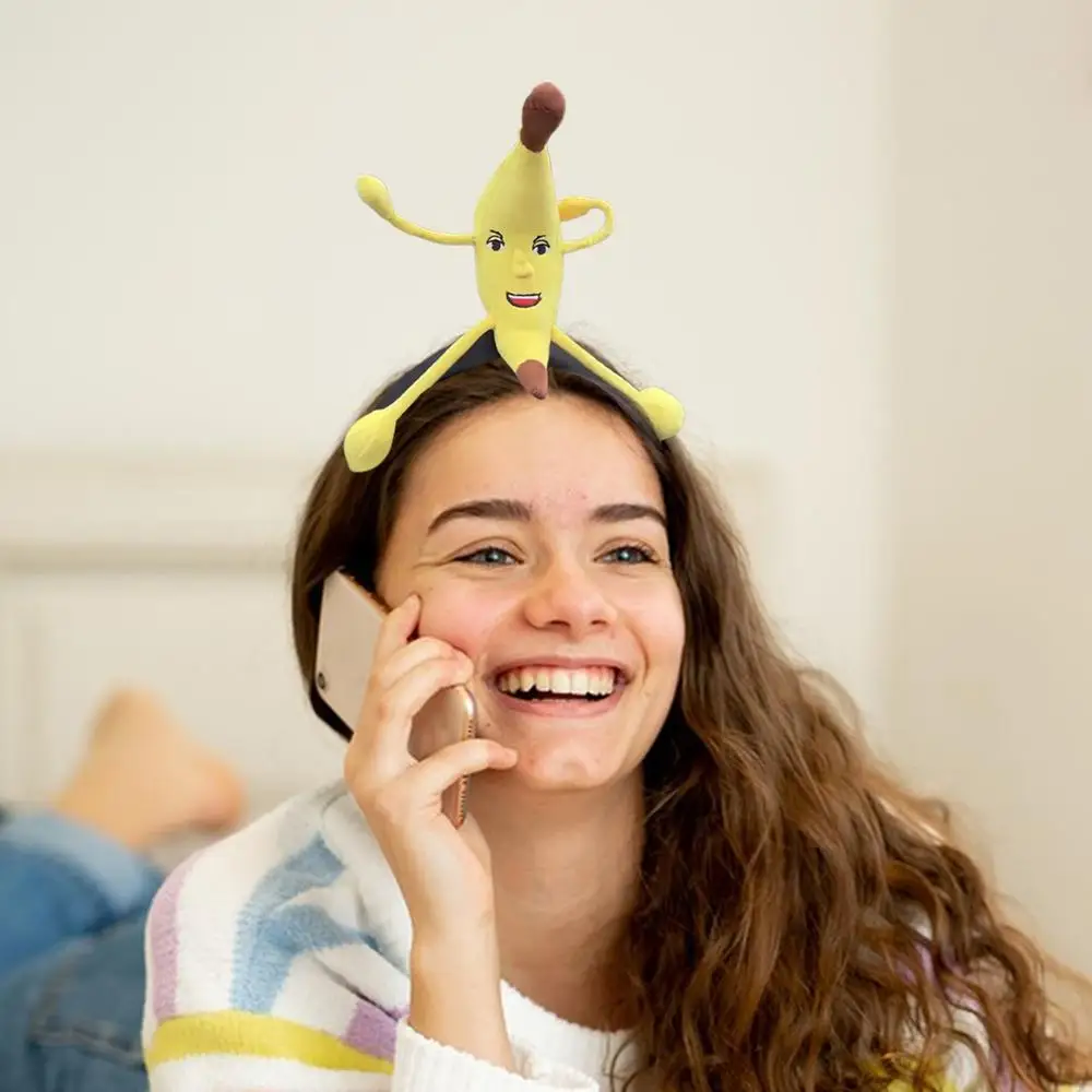 Banana Headband For Women Yellow Banana Headdress Cute Headwear For Cosplay Gathering Photo Props Dress Up Hat Costume Accessory