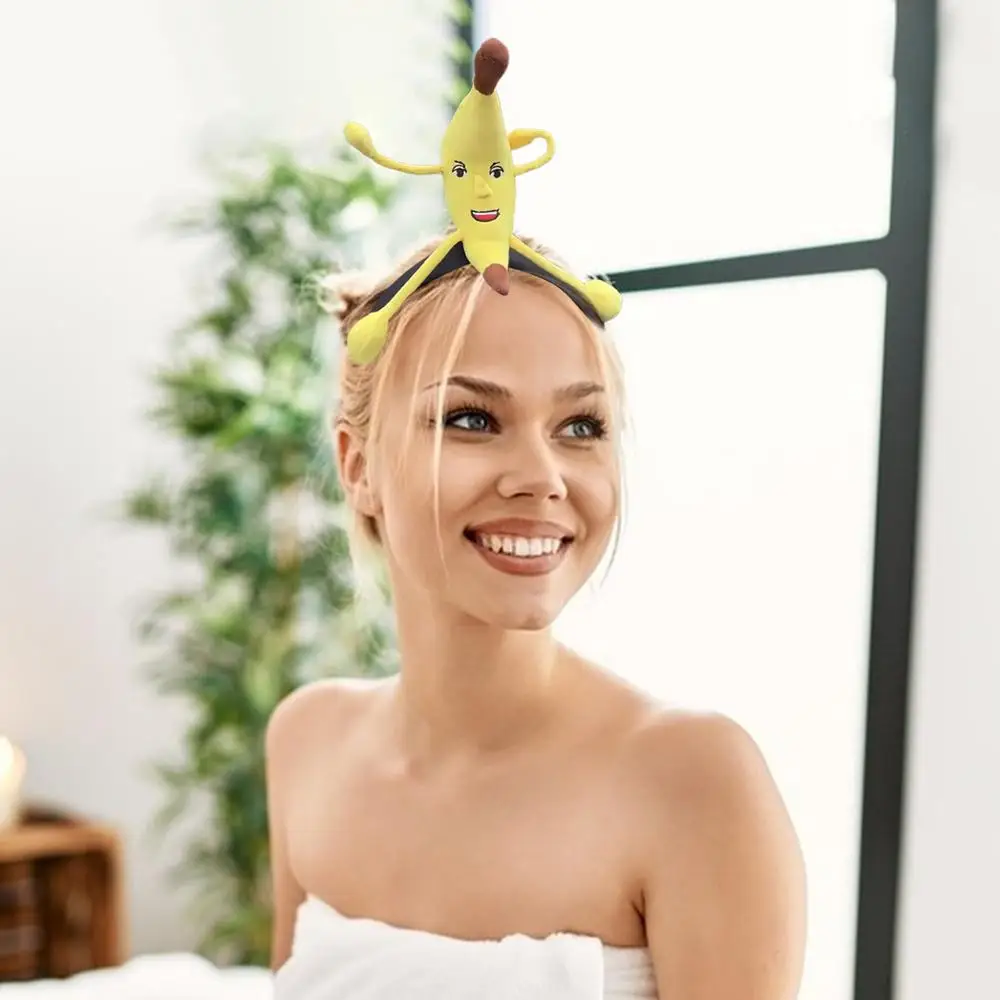 Banana Headband For Women Yellow Banana Headdress Cute Headwear For Cosplay Gathering Photo Props Dress Up Hat Costume Accessory
