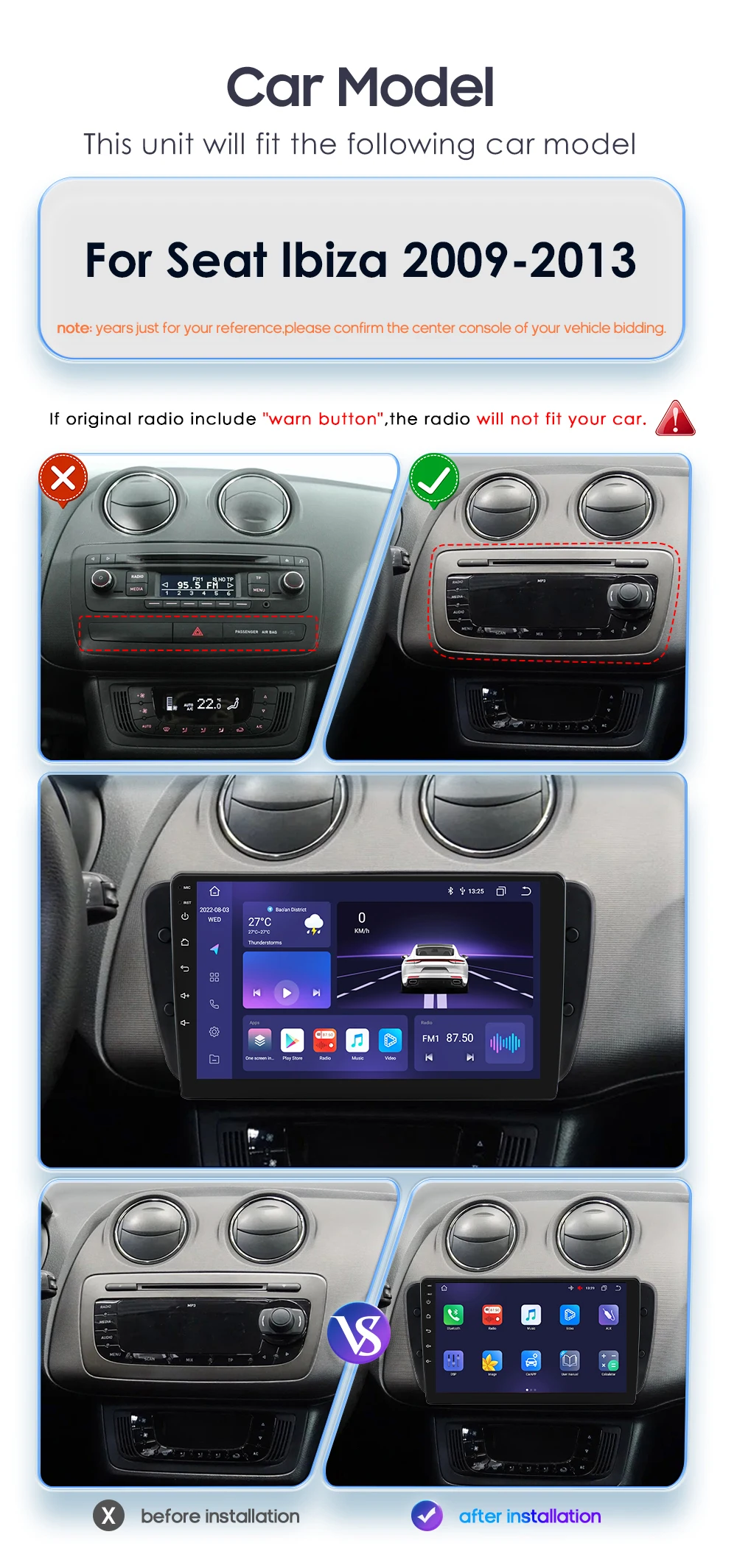 Hizpo 7862 Carplay Android Radio For Seat Ibiza 6j 2009 2010 2012 2013 MK4 AI Voice Car Multimedia GPS 2din Autoradio 8+128G RDS