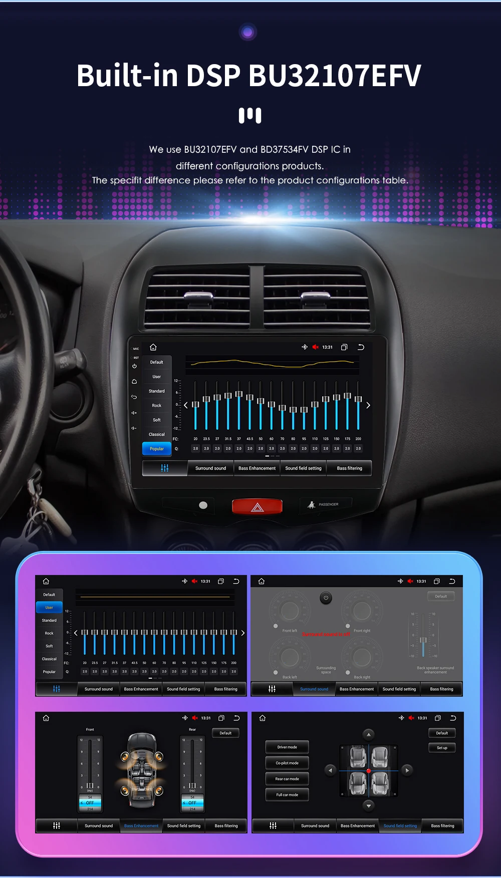 Hizpo Car Radio for Mitsubishi ASX 1 2010 - 2018 Multimedia Video Player Navi GPS 2din Android 13 CarPlay Autoradio BT 8GB+128GB