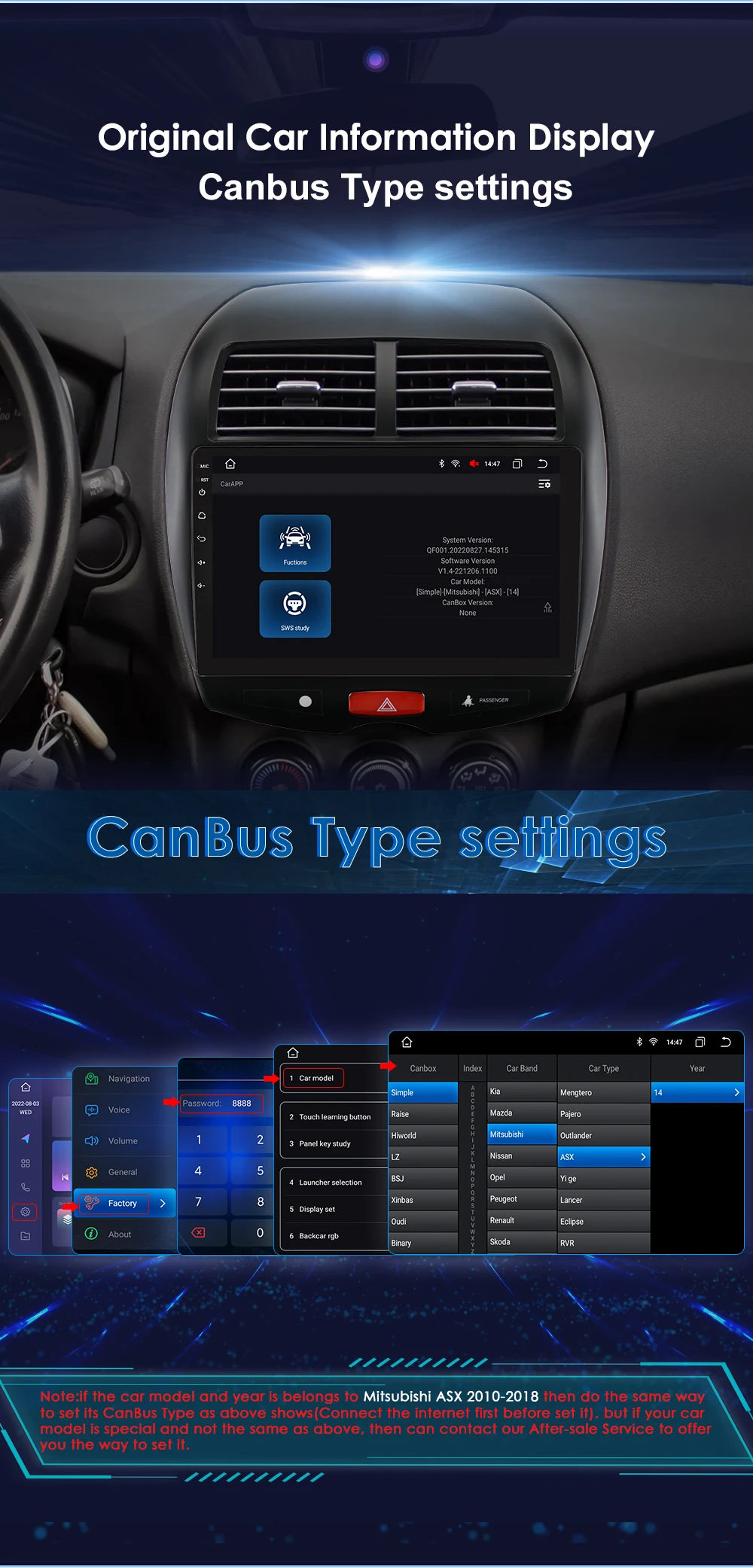 Hizpo Car Radio for Mitsubishi ASX 1 2010 - 2018 Multimedia Video Player Navi GPS 2din Android 13 CarPlay Autoradio BT 8GB+128GB