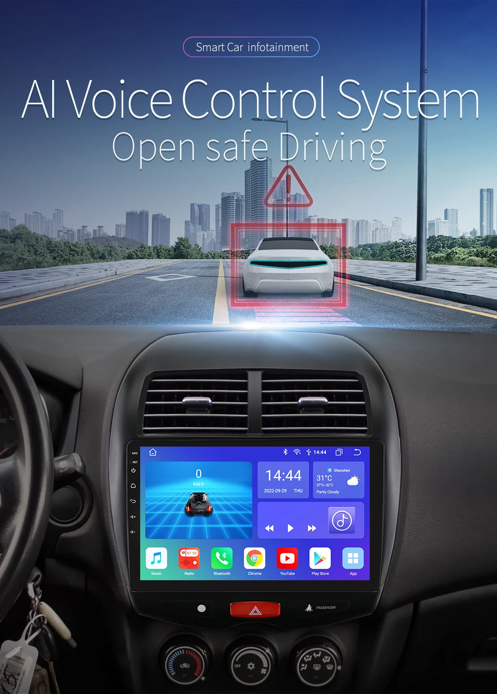 Hizpo Car Radio for Mitsubishi ASX 1 2010 - 2018 Multimedia Video Player Navi GPS 2din Android 13 CarPlay Autoradio BT 8GB+128GB