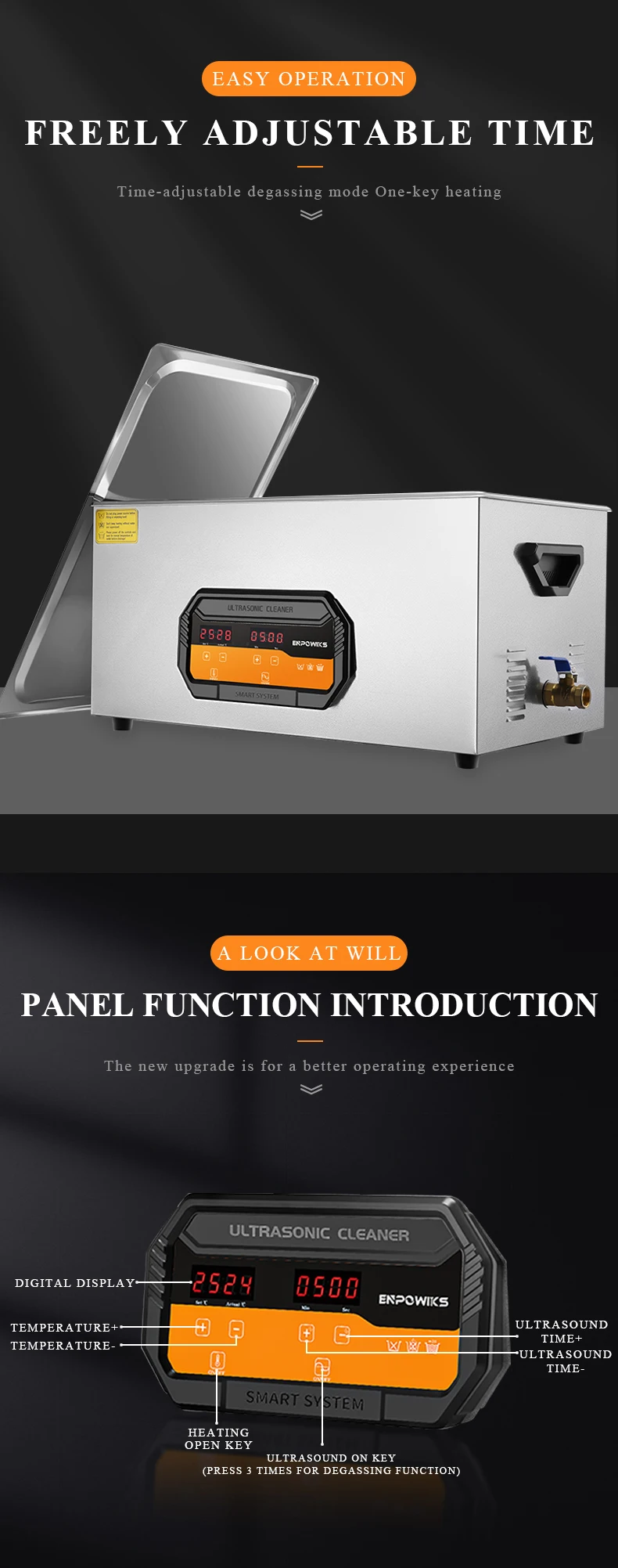 3L 120W Power Adjustable Stainless Steel Ultrasonic Portable Washing Machine Dishwasher Ultrasonic Household Appliances