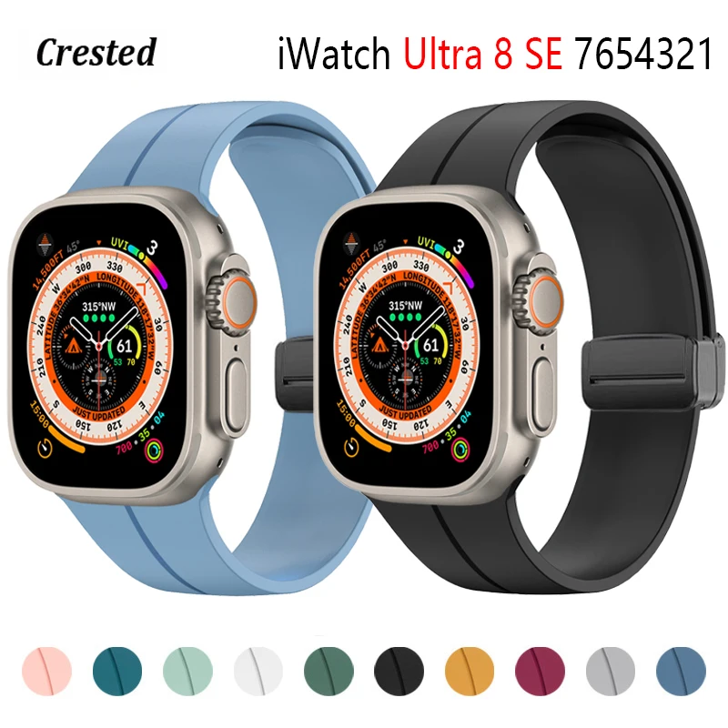 Magnetic Strap For Apple watch ultra band 49mm 45 mm Silicone Bracelet iWatch Series 7 8 se 6 5 3 44mm 45mm 40mm 41mm 42mm 38mm