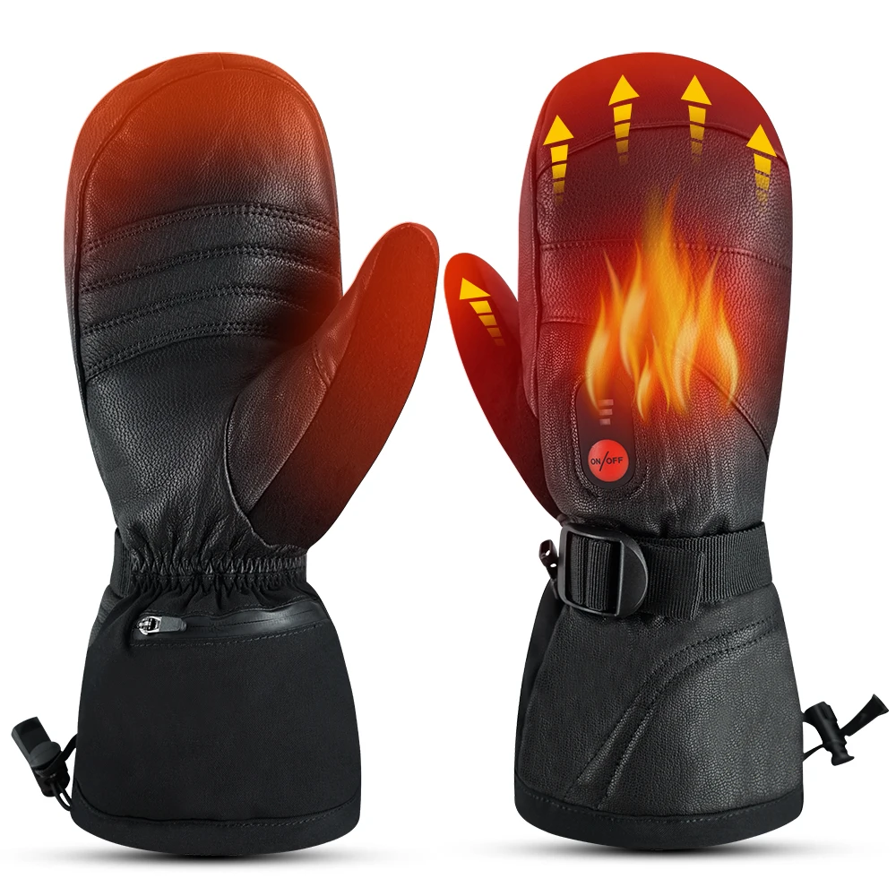 Snow Deer Heated Gloves Electric Skiing Winter Battery Heated Thermal Mittens Waterproof Gloves Thumb Movable Hunting Motorcycle