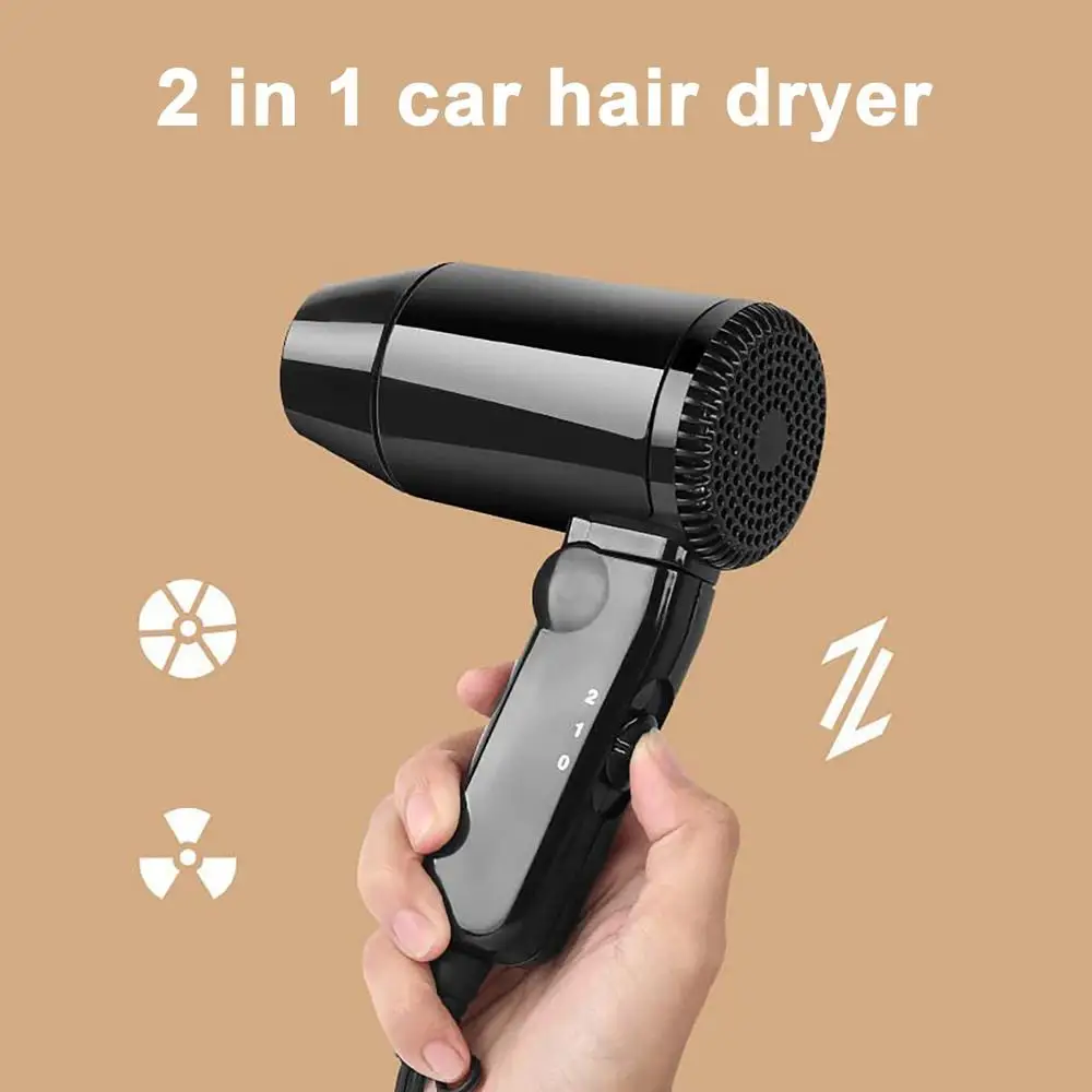Hair Dryer 12V Folding Car Fan Portable 2 In 1 Window Defroster Cigarette Lighter Socket Port For Road Trip Travel Camper RV SUV