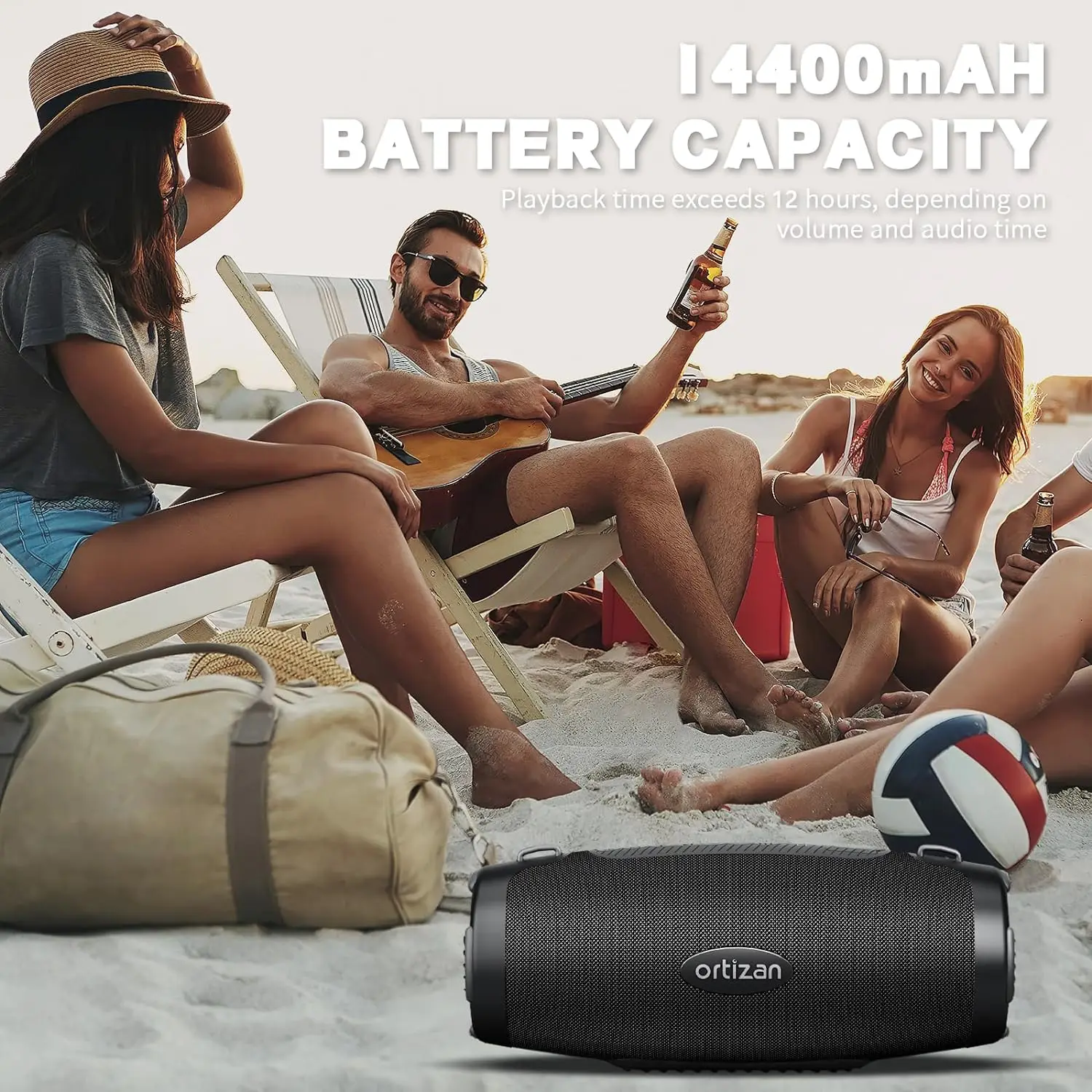 Ortizan 80W Bluetooth Speaker with Powerful Sound and Deep Bass IPX7 Waterproof Outdoor Loud Subwoofer Boombox for Party Camping