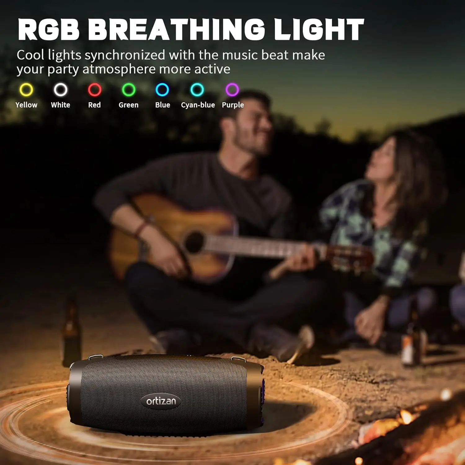Ortizan 80W Bluetooth Speaker with Powerful Sound and Deep Bass IPX7 Waterproof Outdoor Loud Subwoofer Boombox for Party Camping