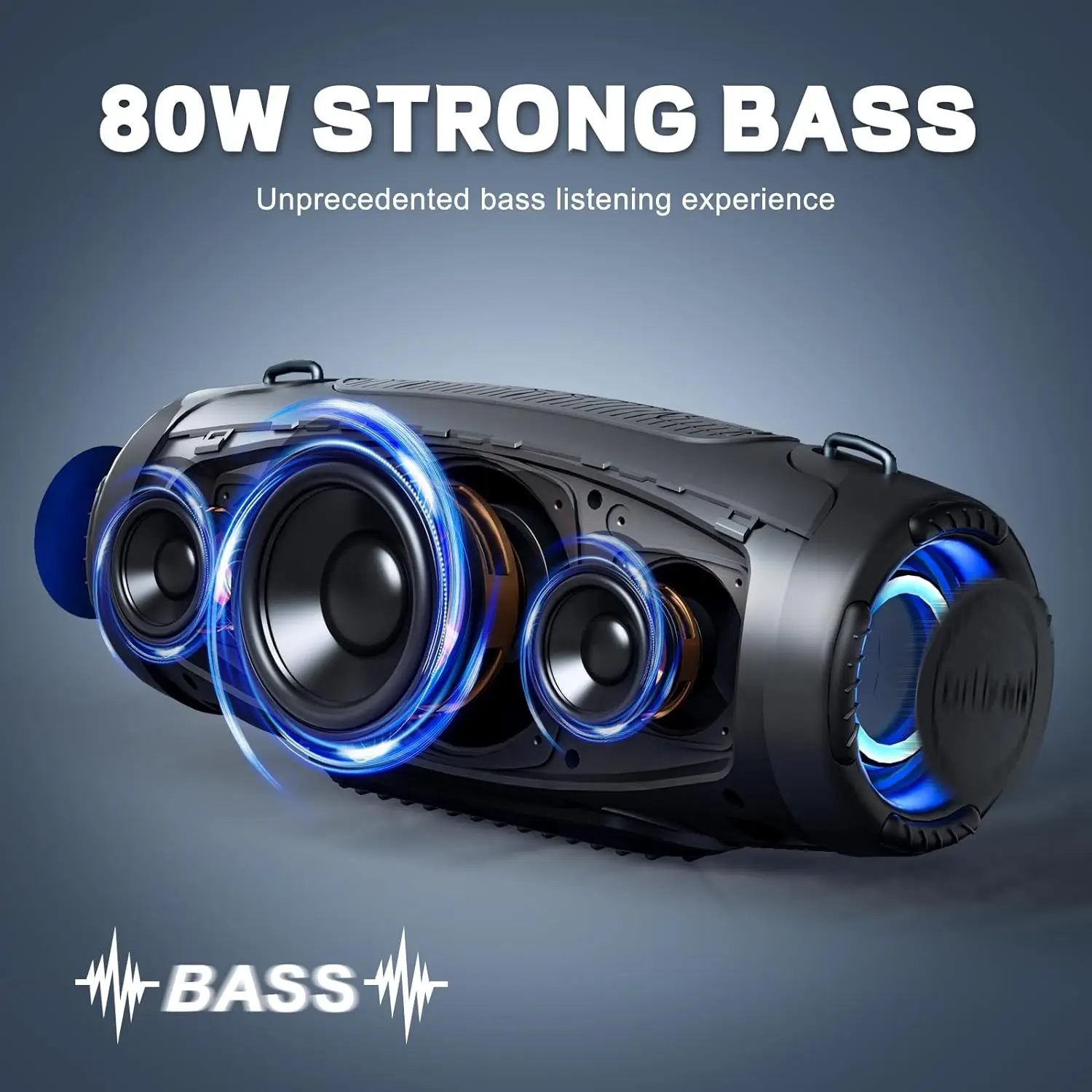 Ortizan 80W Bluetooth Speaker with Powerful Sound and Deep Bass IPX7 Waterproof Outdoor Loud Subwoofer Boombox for Party Camping