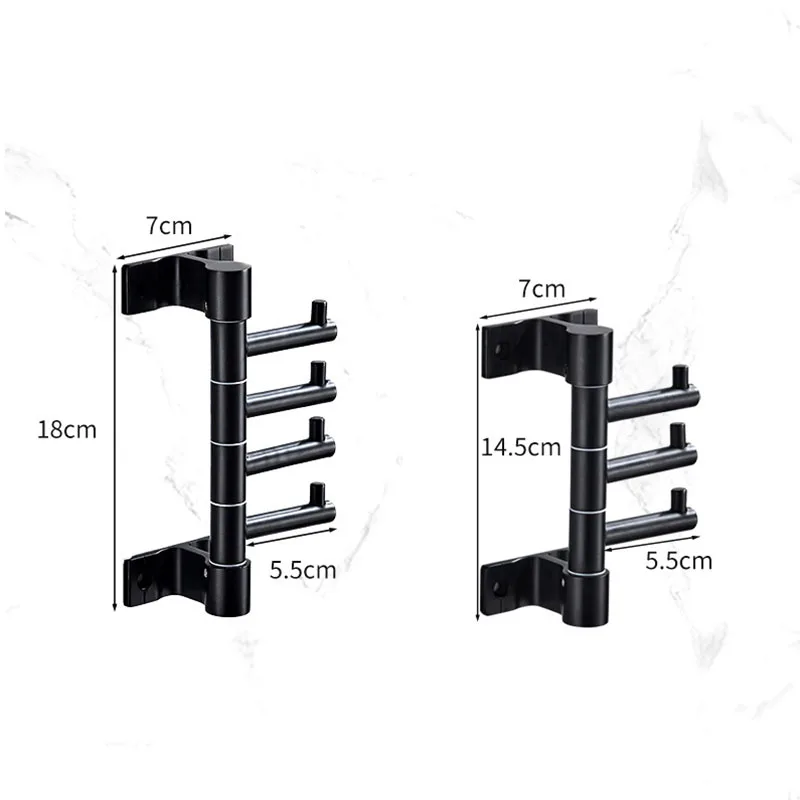 1PC Aluminum Alloy Bathroom Towel Hanger Wall Mounted Bathroom Shelf Rotating Towel Rack Storage Shelf Bathroom Accessories