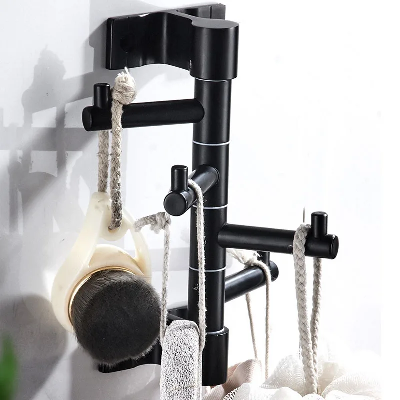 1PC Aluminum Alloy Bathroom Towel Hanger Wall Mounted Bathroom Shelf Rotating Towel Rack Storage Shelf Bathroom Accessories