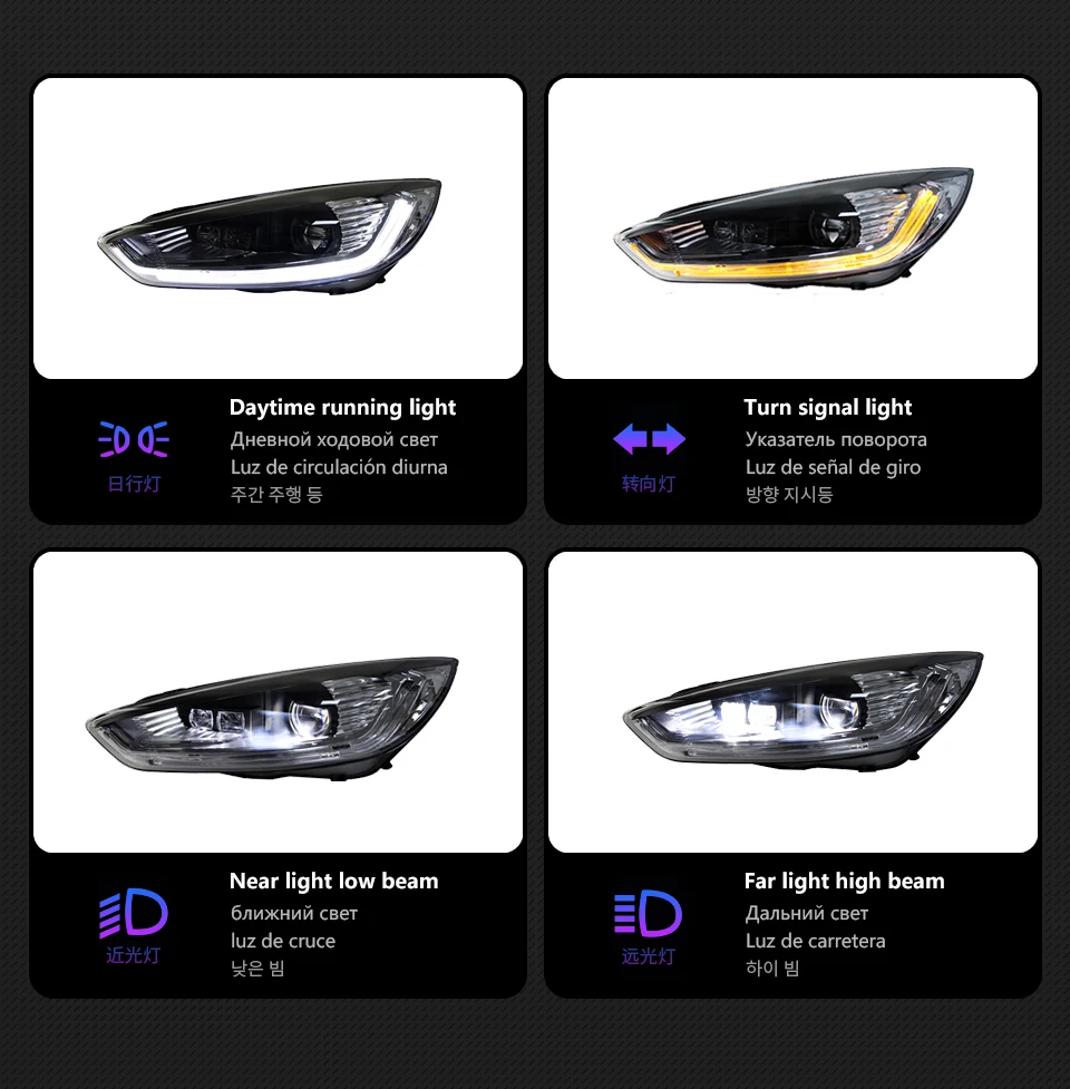AKD Head Lamp for Ford Focus LED Headlight 2015-2018 Headlights Focus DRL Turn Signal High Beam Angel Eye Projector Lens