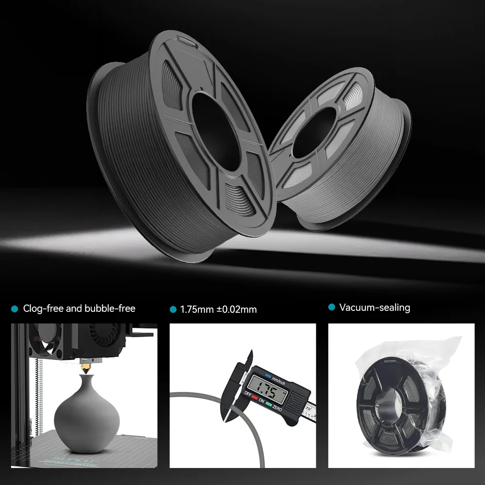 SUNLU 1Roll PLA Matte Filament 1.75mm 1kg Spool (2.2lbs) Smooth Matte Finish Neatly Wound Filament Fit Most FDM Printer