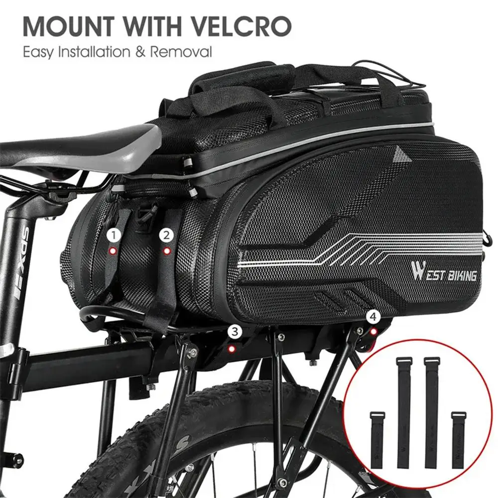 Bicycle Panniers Bikes Bags For Adult Bicycle Hard Shell Bicycle Saddle Bag EBike Accessories Luggage Trunk Panniers Reflective