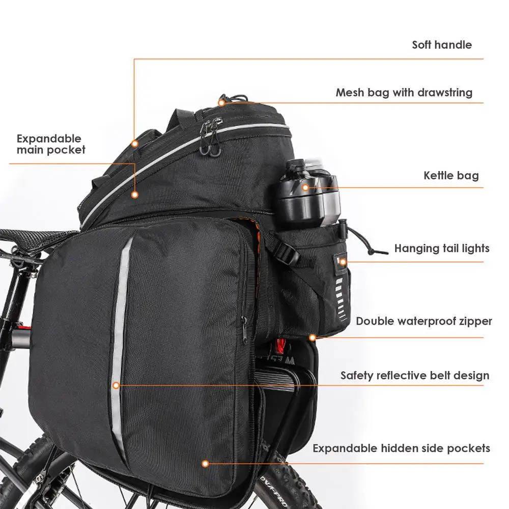 Bicycle Panniers Bikes Bags For Adult Bicycle Hard Shell Bicycle Saddle Bag EBike Accessories Luggage Trunk Panniers Reflective