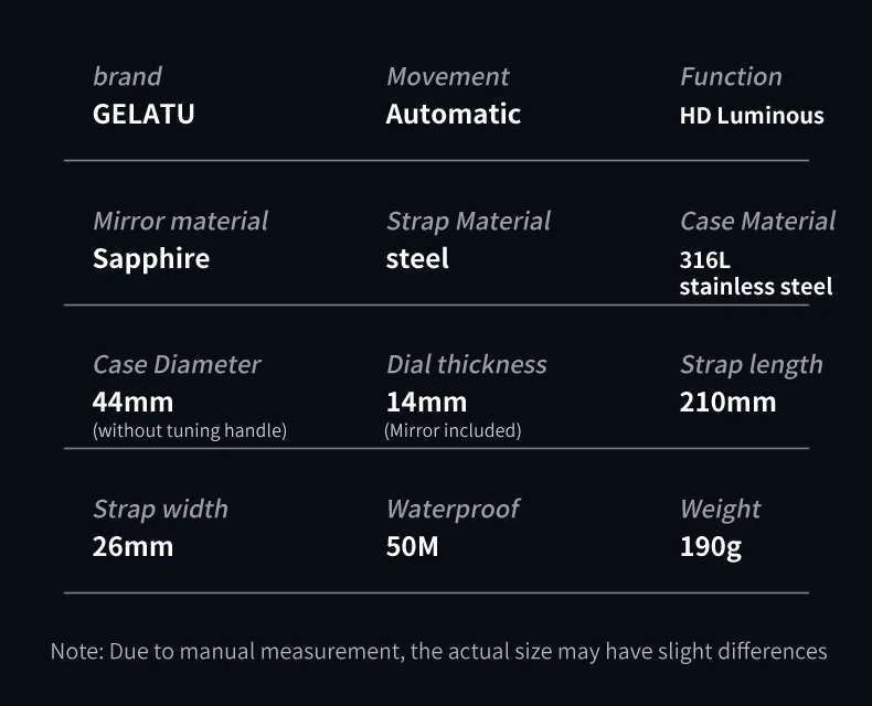 GELATU 6020 Trend Men's Watches Multifunctional Automatic Mechanical Watch for Men Flywheel Hollow out Moon Phase Wristwatch Man