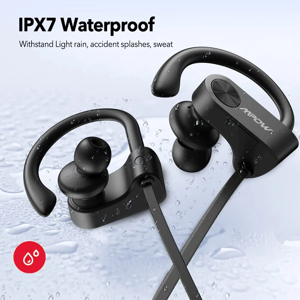 New Version Mpow Flame Sports Earphones IPX7 Waterproof Bluetooth V5.3 Earbuds 12 Hours Playtime&Noise Canceling Mic for iPhone