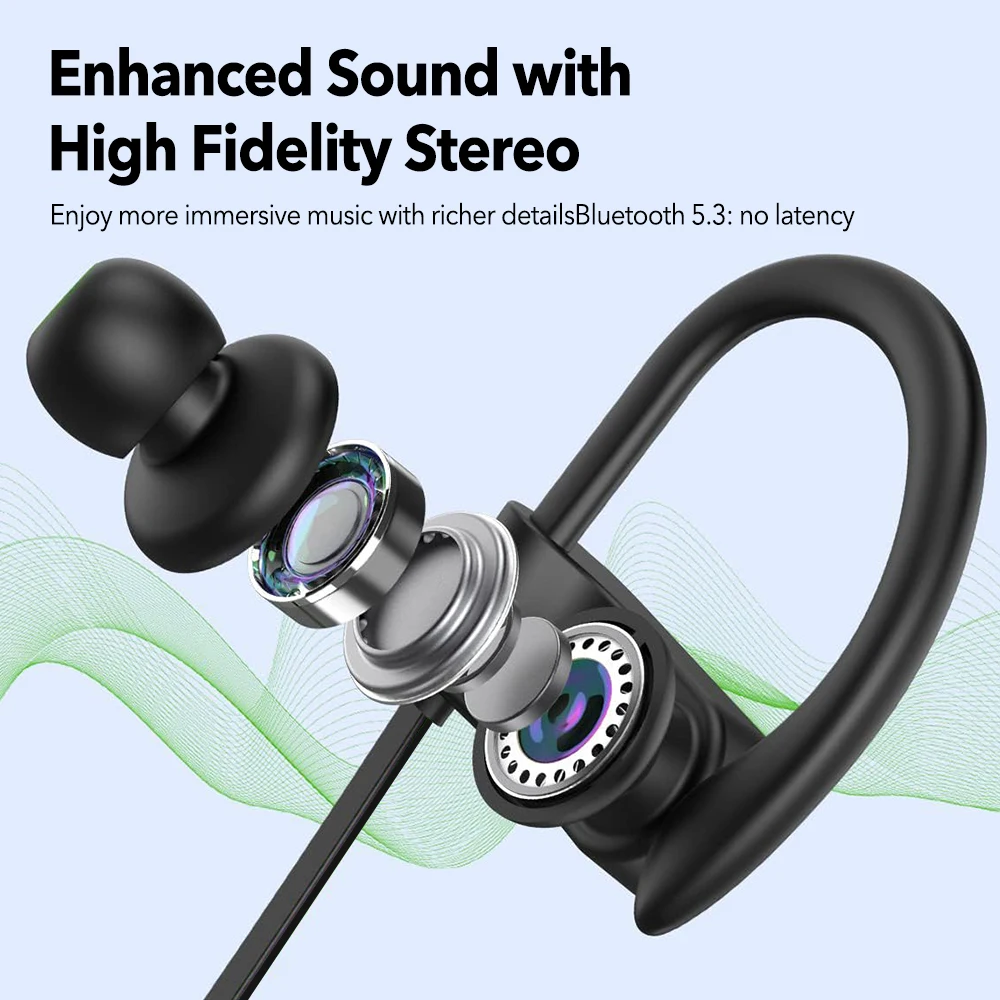 New Version Mpow Flame Sports Earphones IPX7 Waterproof Bluetooth V5.3 Earbuds 12 Hours Playtime&Noise Canceling Mic for iPhone