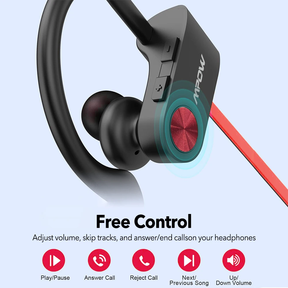 New Version Mpow Flame Sports Earphones IPX7 Waterproof Bluetooth V5.3 Earbuds 12 Hours Playtime&Noise Canceling Mic for iPhone