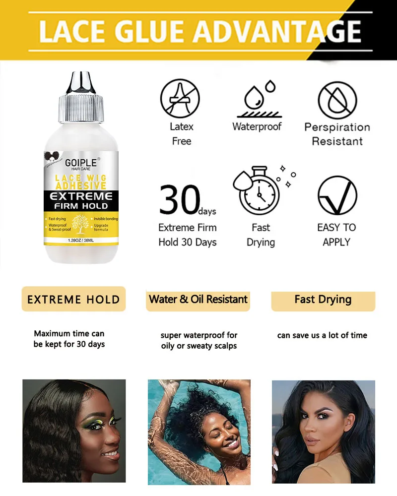 Goiple Hair Wax Stick for Slick Flyaways Control Frizz Lace Front Adhesive Glue for Wigs Bond with Tools