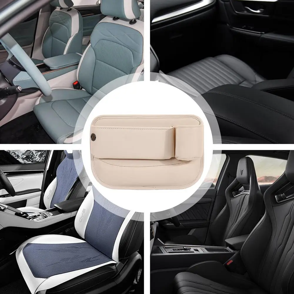 Seat Crevice Organizer Storage Box Crevice Filler Seat Crevice Car Console Organizer Leather Storage Organizer Cup Holder Car