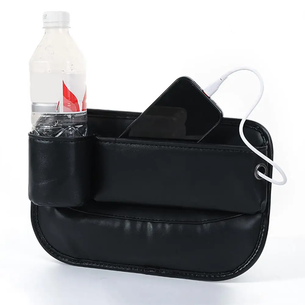 Seat Crevice Organizer Storage Box Crevice Filler Seat Crevice Car Console Organizer Leather Storage Organizer Cup Holder Car