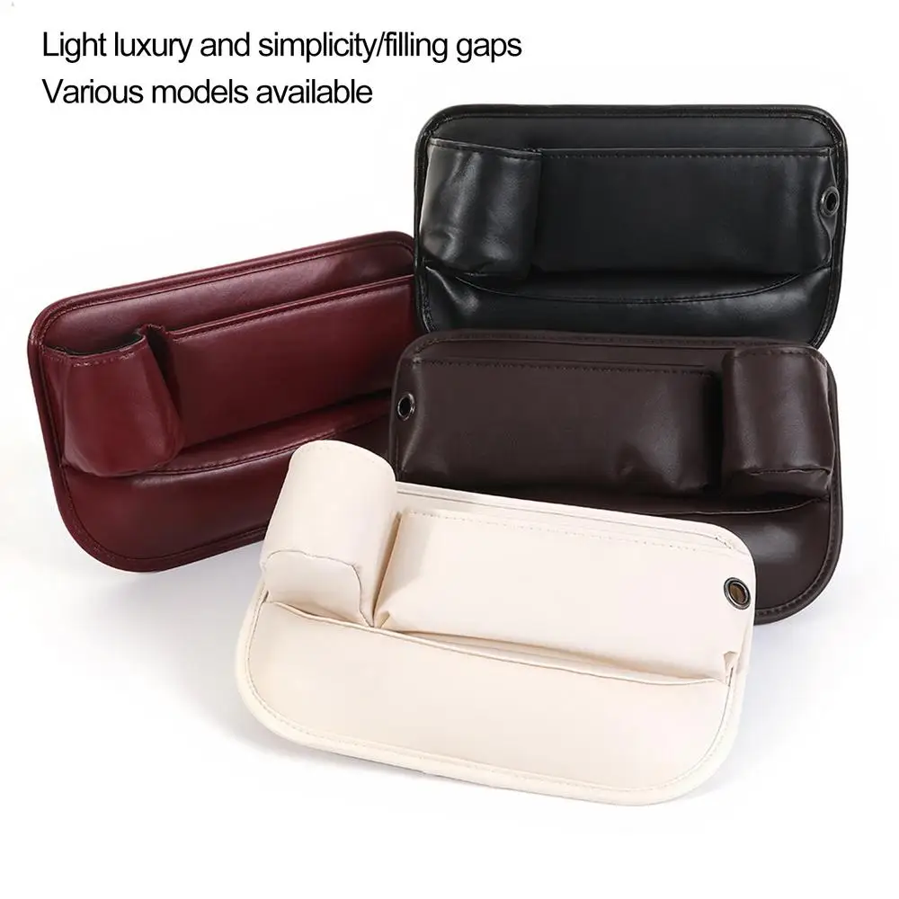 Seat Crevice Organizer Storage Box Crevice Filler Seat Crevice Car Console Organizer Leather Storage Organizer Cup Holder Car