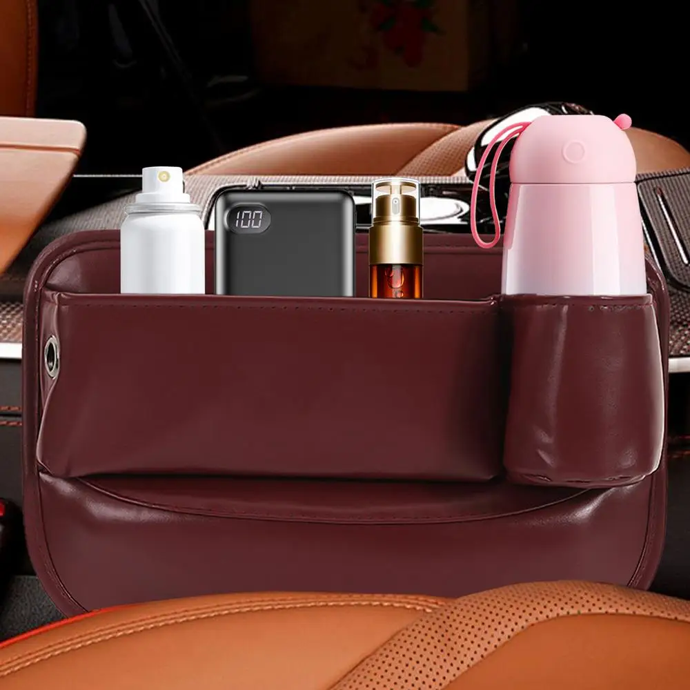 Seat Crevice Organizer Storage Box Crevice Filler Seat Crevice Car Console Organizer Leather Storage Organizer Cup Holder Car