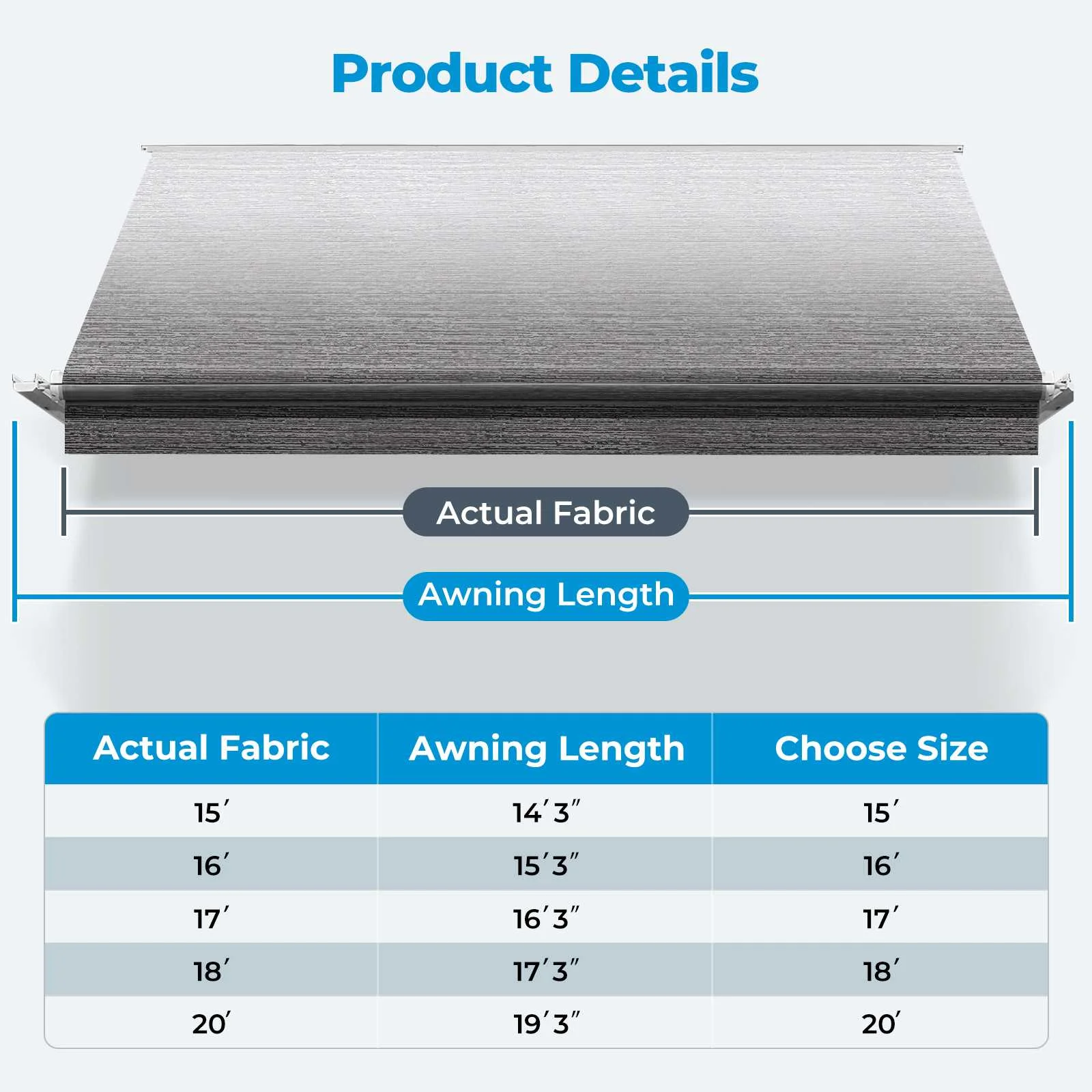 RV Awning Fabric Replacement Heavy-Duty Weatherproof Vinyl Camper Awning Replacement Universal Outdoor Canopy for RV
