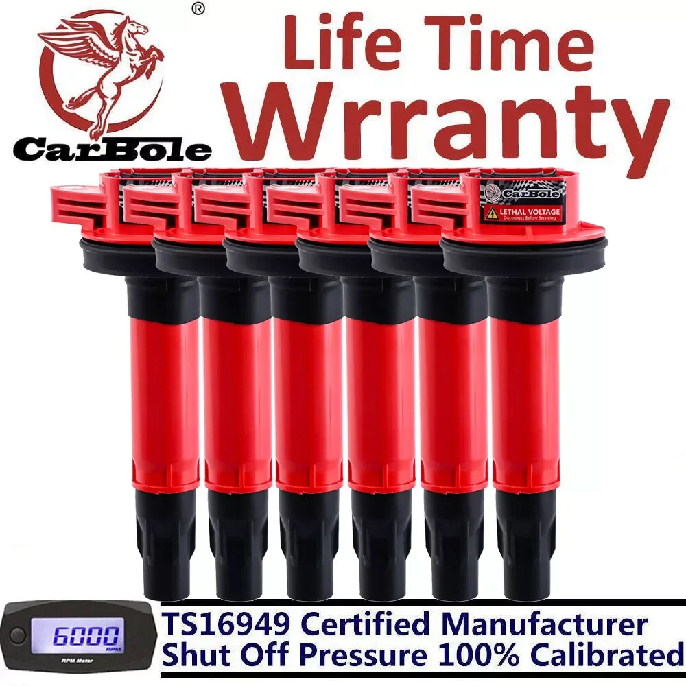 Carbole Set of 6 Ignition Coils for Ford Edge Flex Lincoln Mazda CX-9 3.7L 3.5L V6 UF553