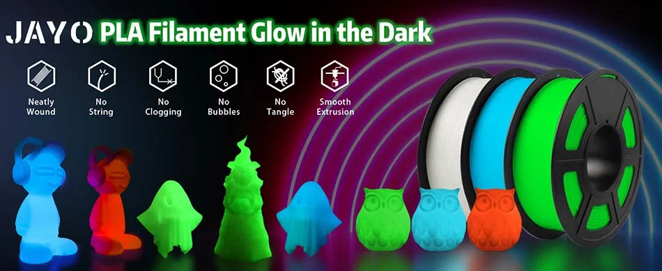 JAYO PETG/PLA 3D Filament 1.75mm 5.5KG Glow in the Dark PLA 3D Printer Filament Neatly Wound Luminous PETG 3D Printing MaterialS