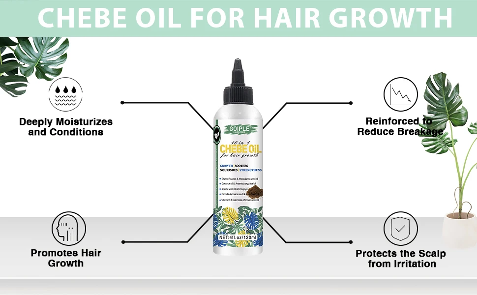 Goiple Chebe Oil with African Chebe Powder Anti Hair Break Hair Strengthener Hair Loss Treatment Care Essential Fast Growth Oil