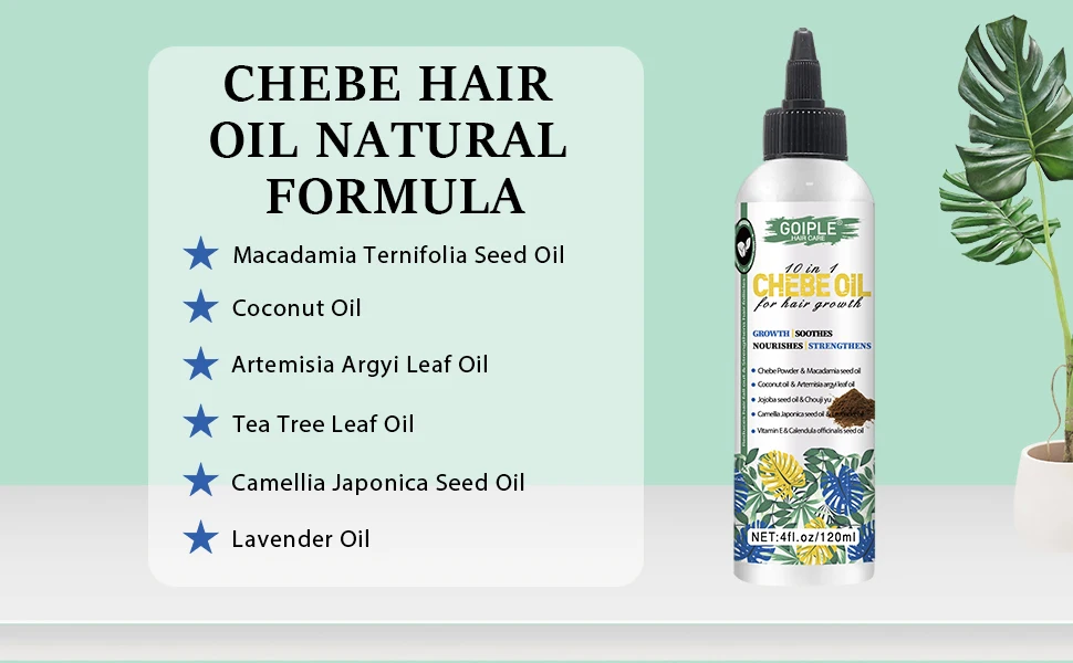 Goiple Chebe Oil with African Chebe Powder Anti Hair Break Hair Strengthener Hair Loss Treatment Care Essential Fast Growth Oil