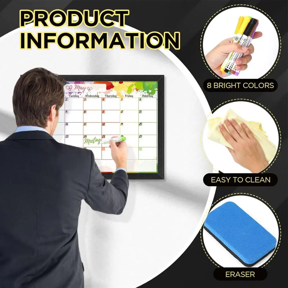 Magnetic Dry Erase Calendar 2025 Magnetic Refrigerator Calendar Planner Colorful Design Planning Tool For Classroom Work Area