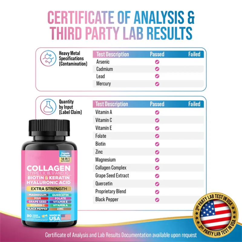 Hydrolyzed Collagen Capsules,Hyaluronic Acid, Biotin,Vitamins,Supports Healthy Skin Joints Hair Nails,NAD+ Supplement for Women