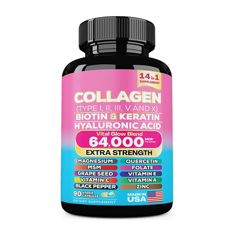 Hydrolyzed Collagen Capsules,Hyaluronic Acid, Biotin,Vitamins,Supports Healthy Skin Joints Hair Nails,NAD+ Supplement for Women