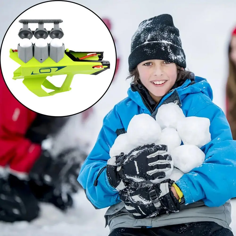 Launcher Snow Toys For Kids Outdoor Maker BlasterThrower With Handle 3 Round Snow Balls Outdoor Interaction Game For Winte