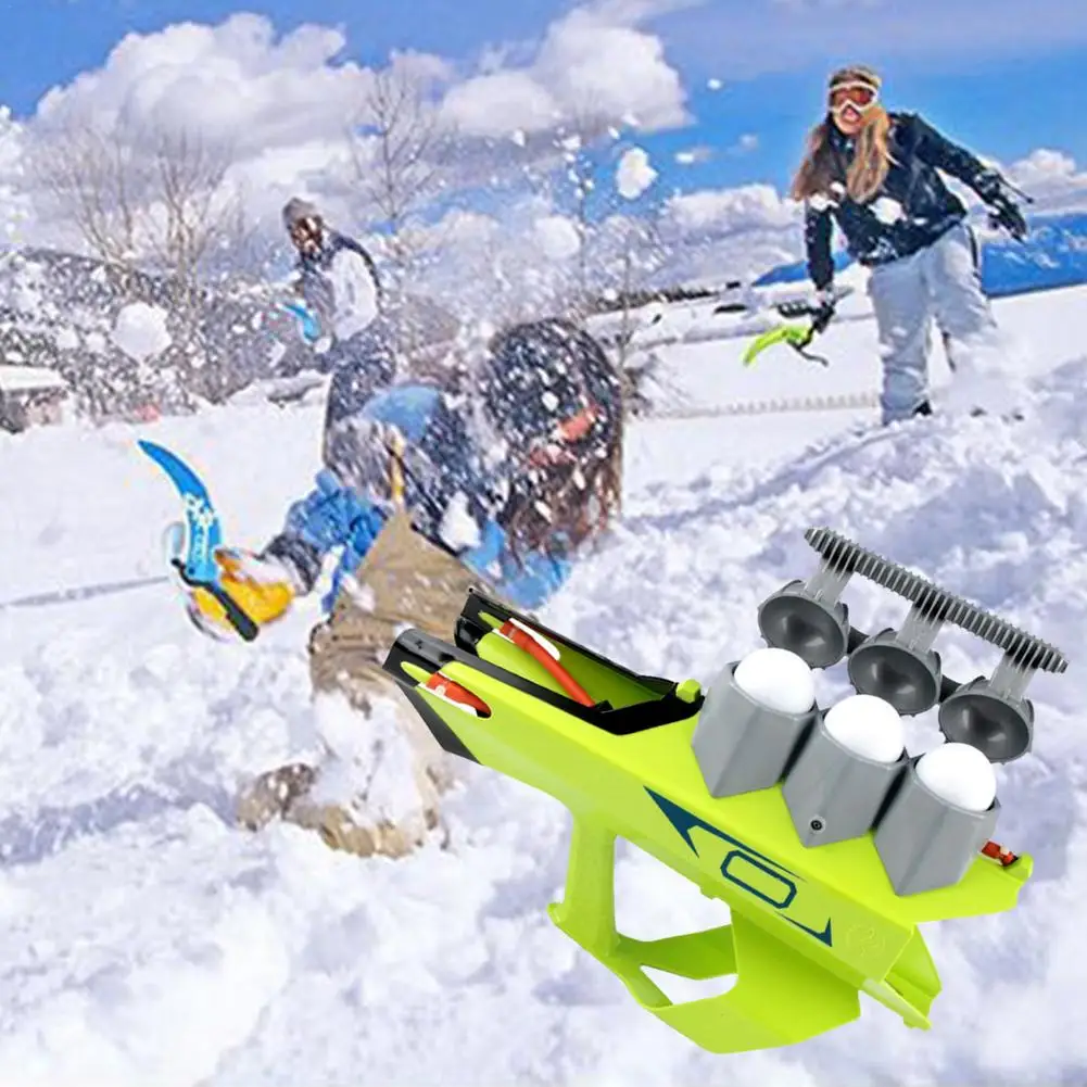 Launcher Snow Toys For Kids Outdoor Maker BlasterThrower With Handle 3 Round Snow Balls Outdoor Interaction Game For Winte