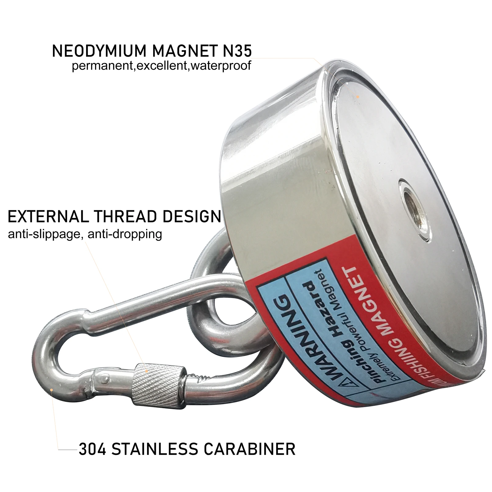 250KG*2 Two Side Salvage Fishing Magnet Set Hook Permanent NdFeB Magnet Outdoor River Fishing Salvage Magnets
