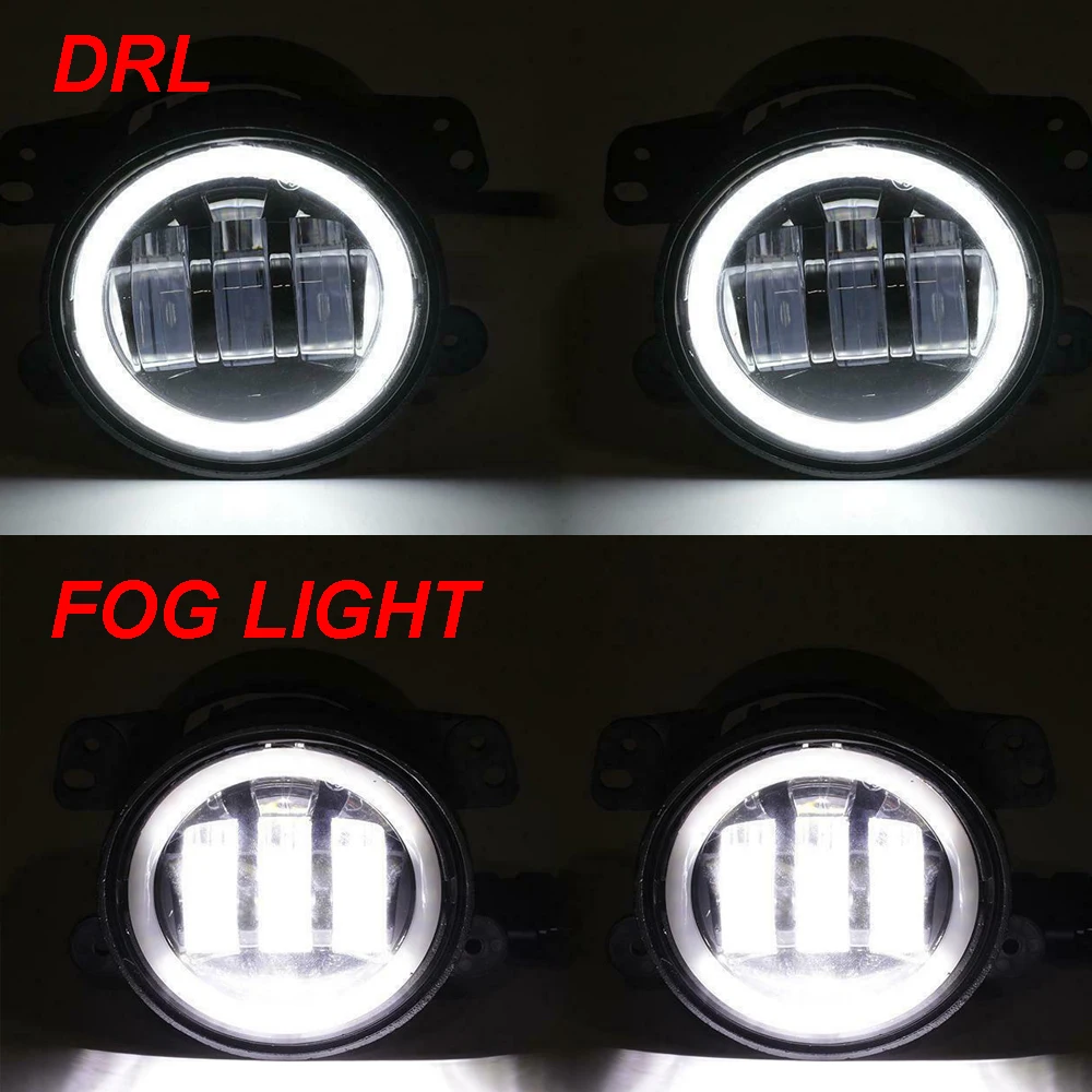 2PCS 4" Led Fog Lights Led Fog Lamps Bulb Projector light Driving Offroad Lamp for 2010-2012 Dodge Journey Jeep Wrangler JK