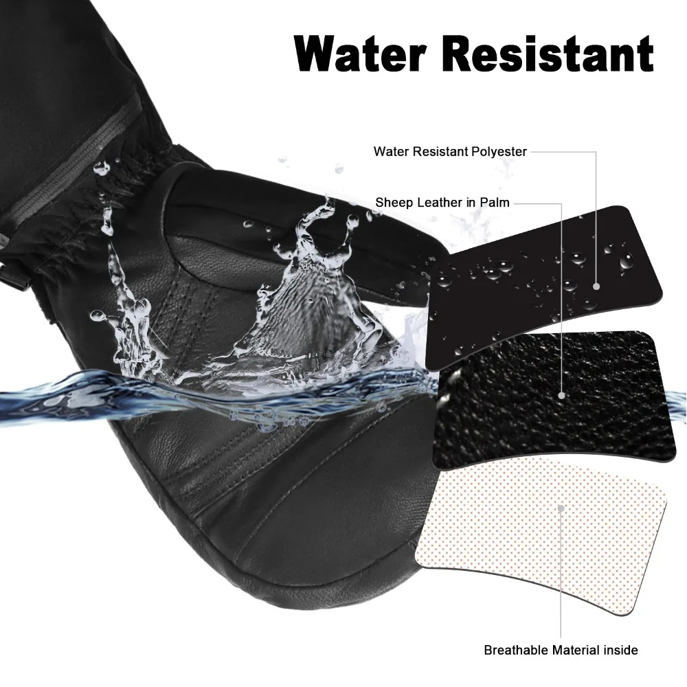 Savior Heat Heated Gloves Ski Mittens Fingers Waterproof Windproof Battery Heated Mitten Gloves Mens Womens Heated Keeping Warm