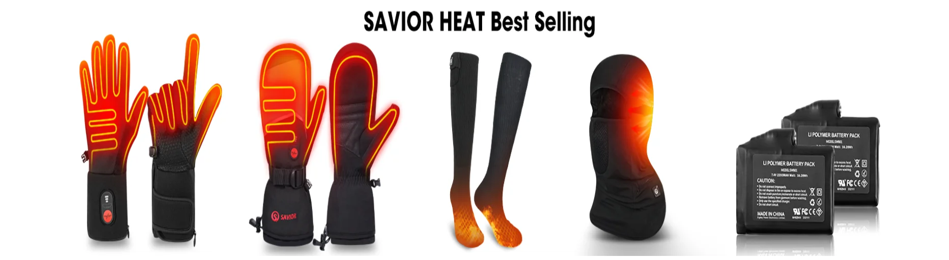 Savior Heat Heated Gloves Ski Mittens Fingers Waterproof Windproof Battery Heated Mitten Gloves Mens Womens Heated Keeping Warm