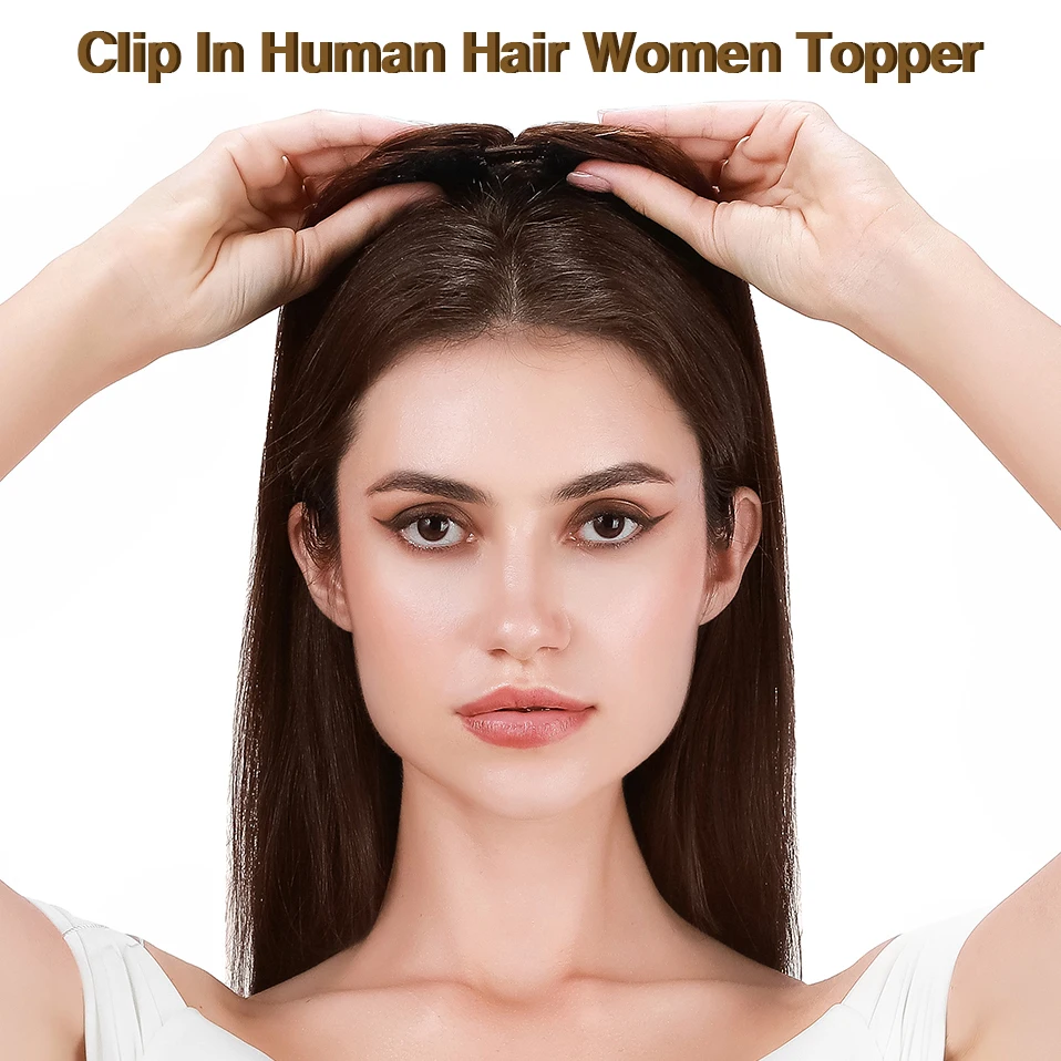 S-noilite 10x12cm Hair Toppers 3.5x9cm Silk Base Natural Hair Wig 100% Human Hair For Women Hairpiece Clip In Hair Extensions